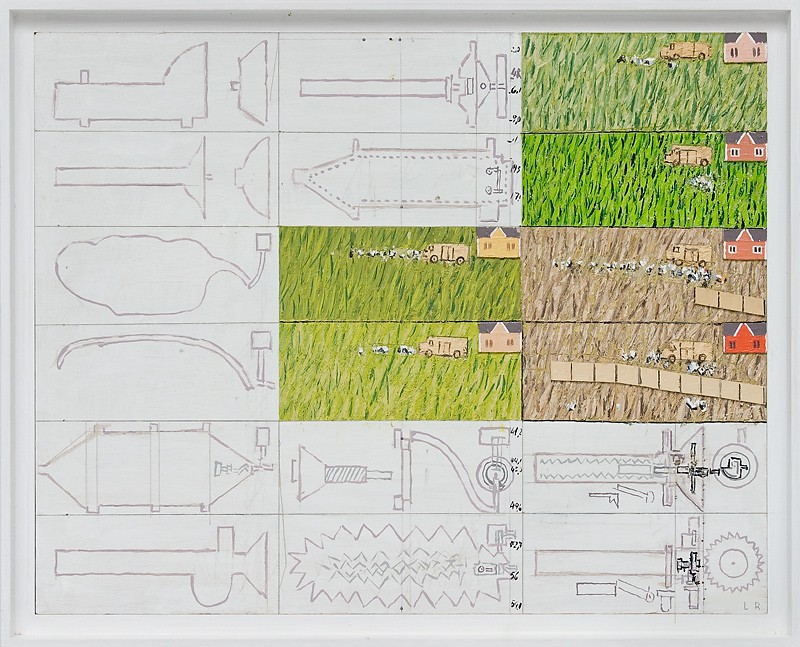 Analytisk bilde med gress og figurer (2011) — Leonard Rickhard